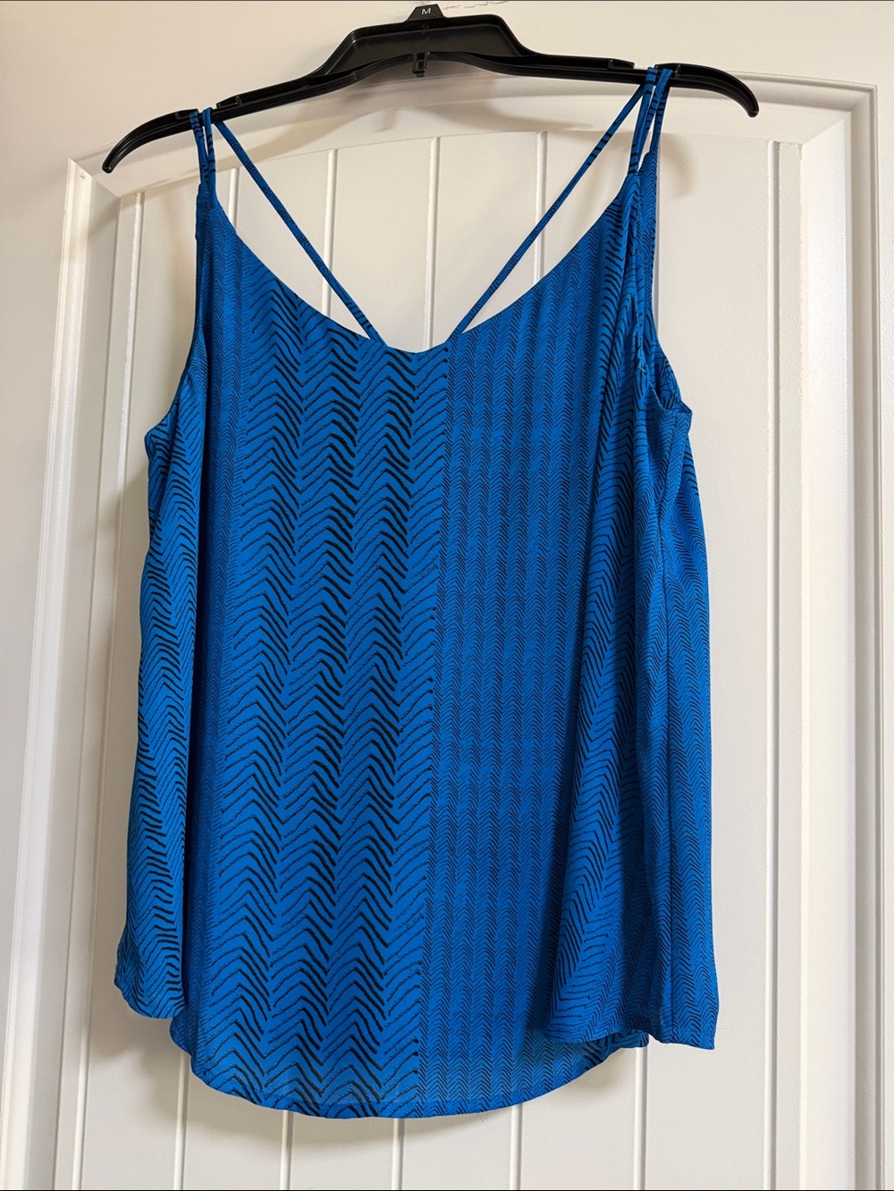 Worthington Blue and Black Chevron-Pattern Double-Strap Camisole